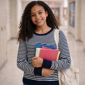 Gap Girls Navy & White Striped Long Sleeve Sweater Size Large NWT